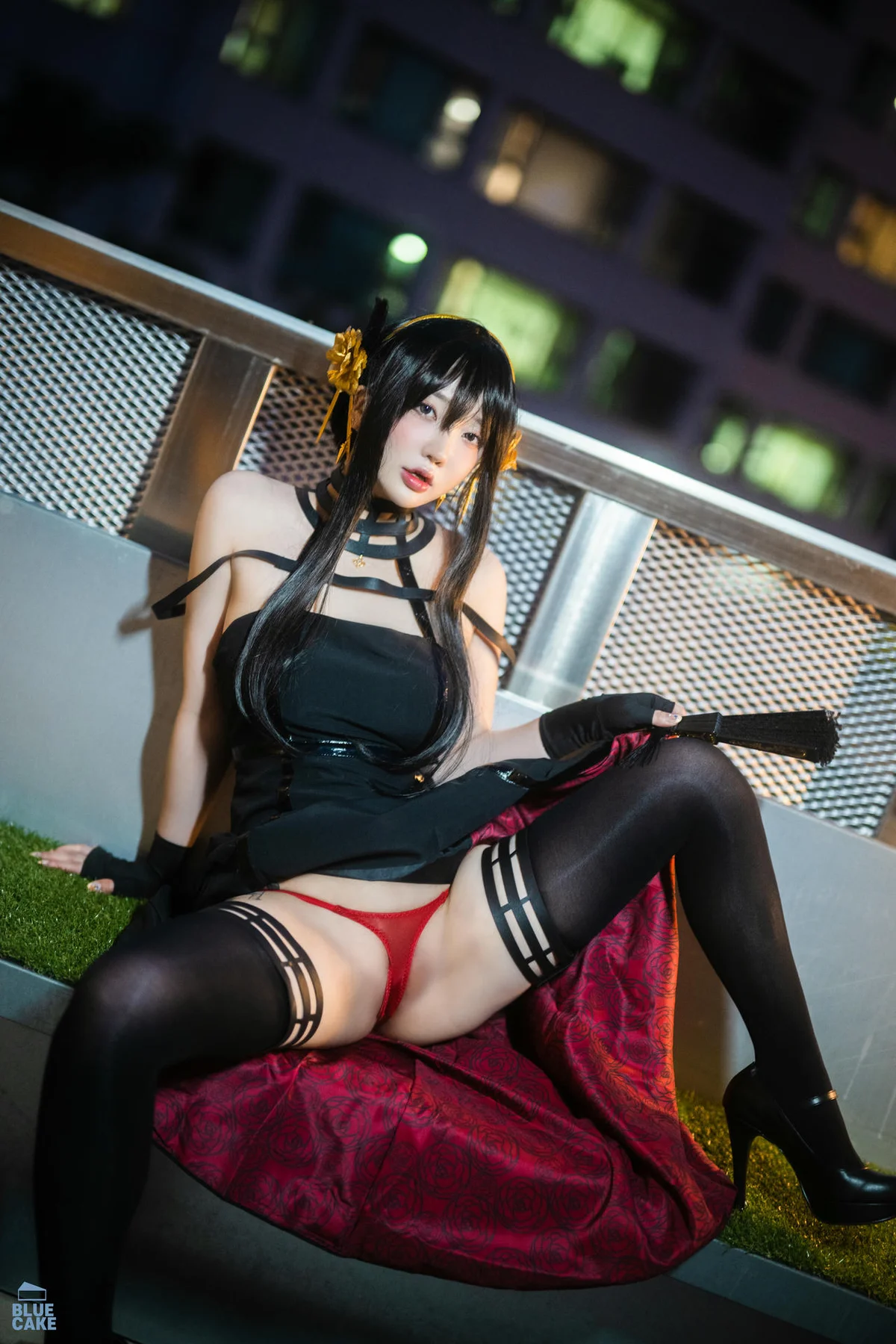 图片[1]-BLUECAKE No.041 YeEun黑玫瑰少女黑丝-美空网